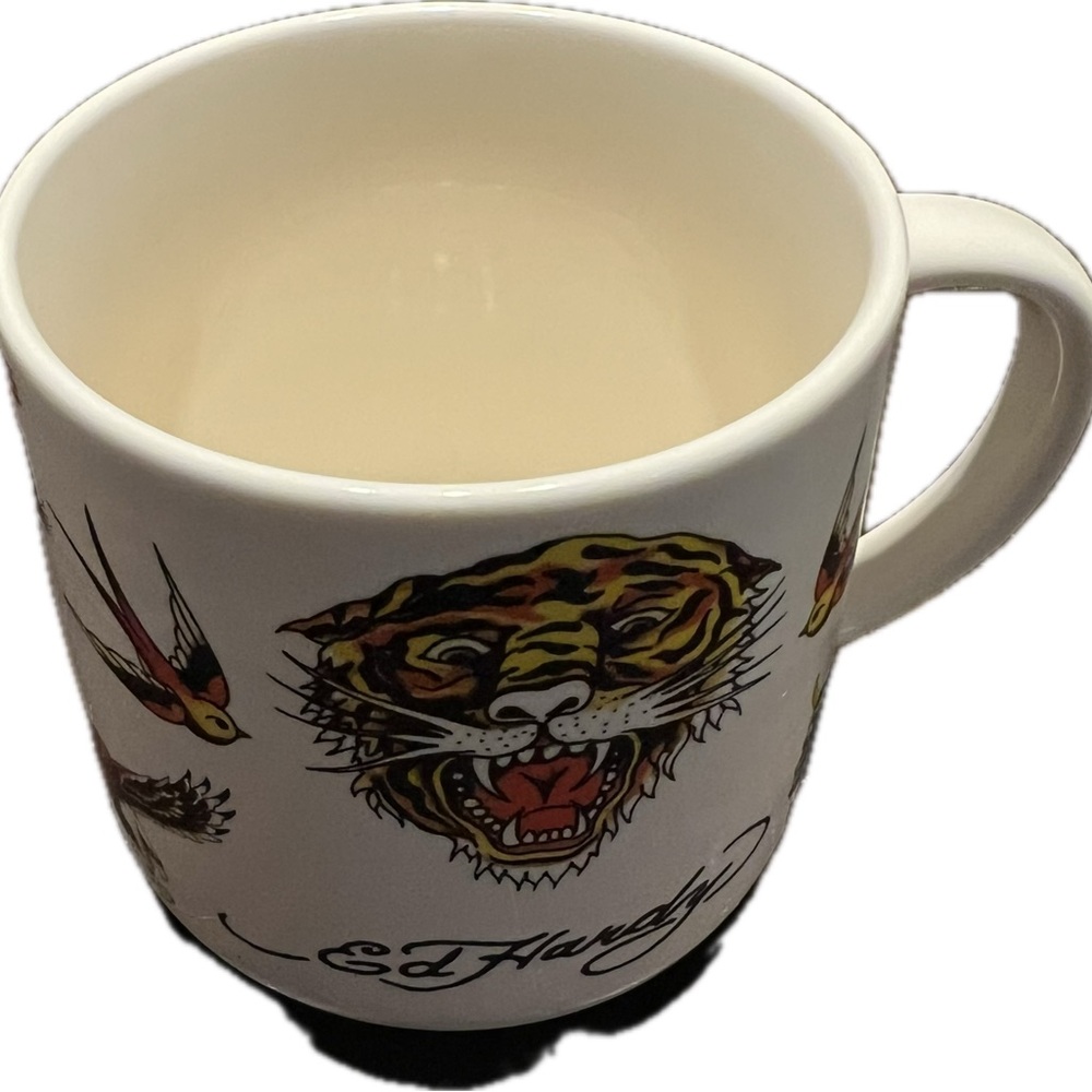 Ed Hardy Tiger Bulldog All Over Tattoo Double Sided Ceramic Mug